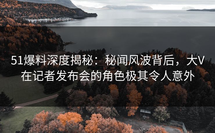51爆料深度揭秘：秘闻风波背后，大V在记者发布会的角色极其令人意外