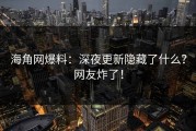 海角网爆料：深夜更新隐藏了什么？网友炸了！