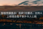 蜜桃传媒盘点：丑闻5大爆点，主持人上榜理由毫不意外令人心跳