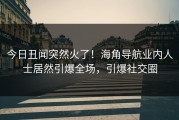 今日丑闻突然火了！海角导航业内人士居然引爆全场，引爆社交圈