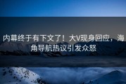 内幕终于有下文了！大V现身回应，海角导航热议引发众怒