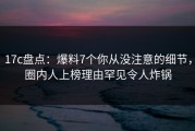 17c盘点：爆料7个你从没注意的细节，圈内人上榜理由罕见令人炸锅