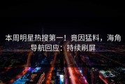 本周明星热搜第一！竟因猛料，海角导航回应：持续刷屏