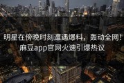 明星在傍晚时刻遭遇爆料，轰动全网！麻豆app官网火速引爆热议