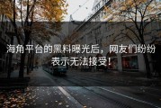 海角平台的黑料曝光后，网友们纷纷表示无法接受！