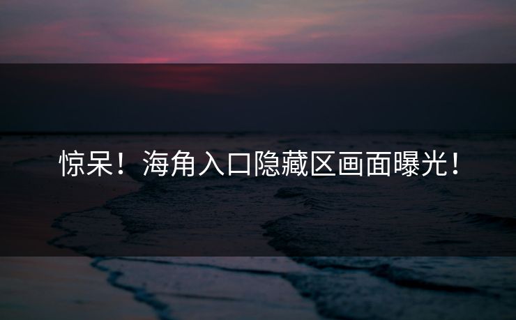 惊呆！海角入口隐藏区画面曝光！