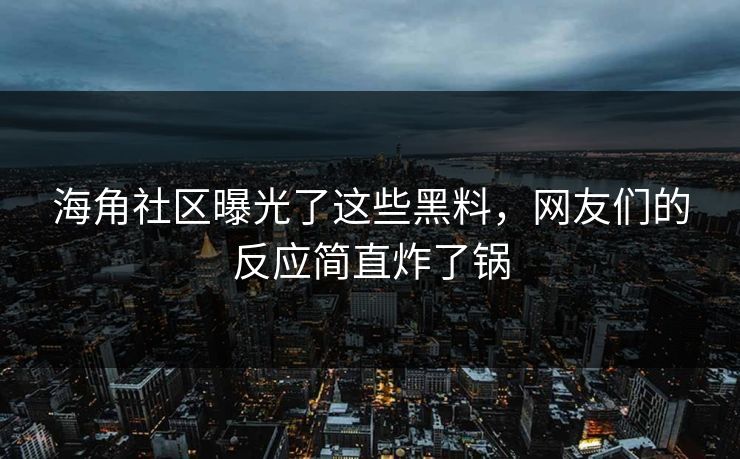 海角社区曝光了这些黑料，网友们的反应简直炸了锅