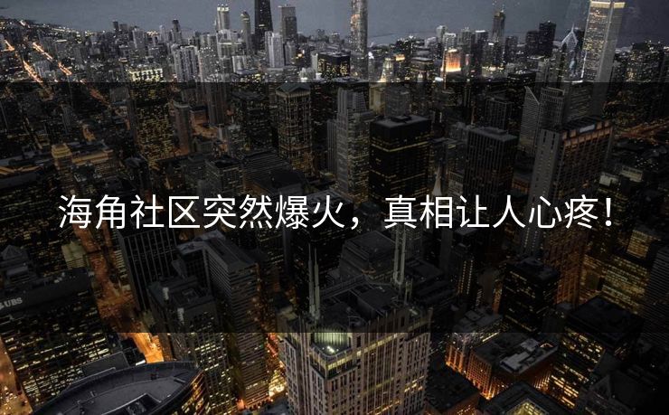 海角社区突然爆火，真相让人心疼！