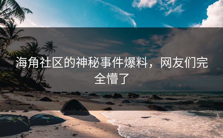 海角社区的神秘事件爆料，网友们完全懵了