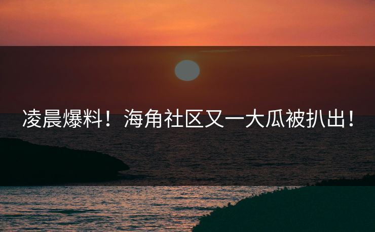 凌晨爆料！海角社区又一大瓜被扒出！