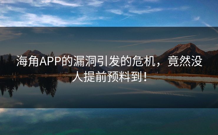 海角APP的漏洞引发的危机，竟然没人提前预料到！