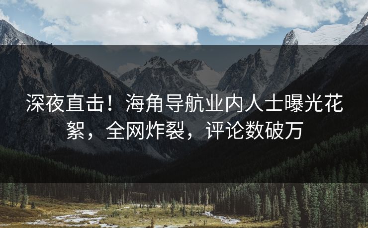 深夜直击！海角导航业内人士曝光花絮，全网炸裂，评论数破万
