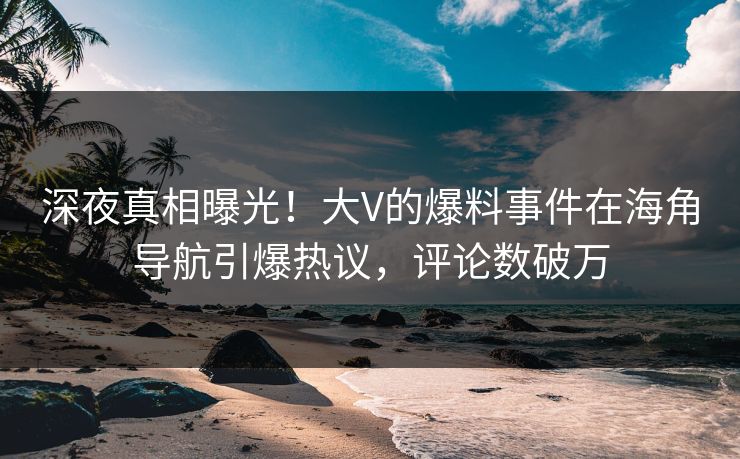 深夜真相曝光！大V的爆料事件在海角导航引爆热议，评论数破万