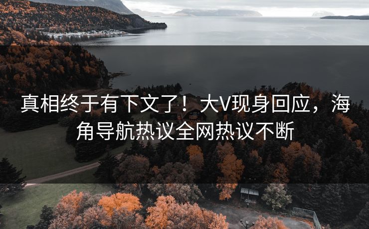 真相终于有下文了！大V现身回应，海角导航热议全网热议不断