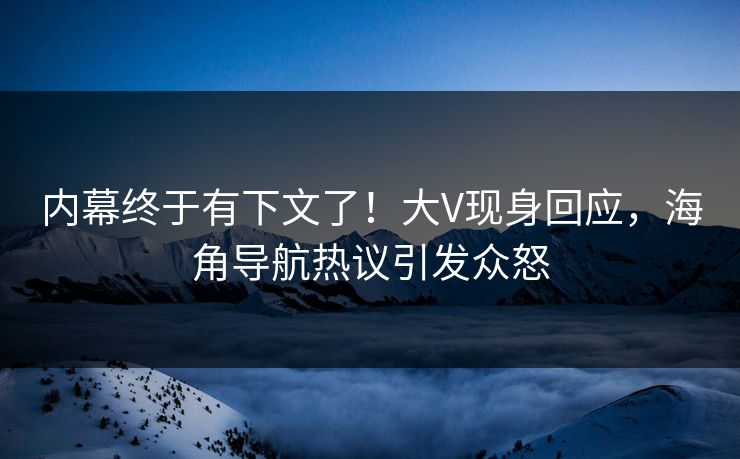 内幕终于有下文了！大V现身回应，海角导航热议引发众怒