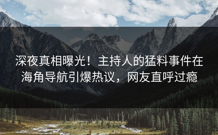 深夜真相曝光！主持人的猛料事件在海角导航引爆热议，网友直呼过瘾