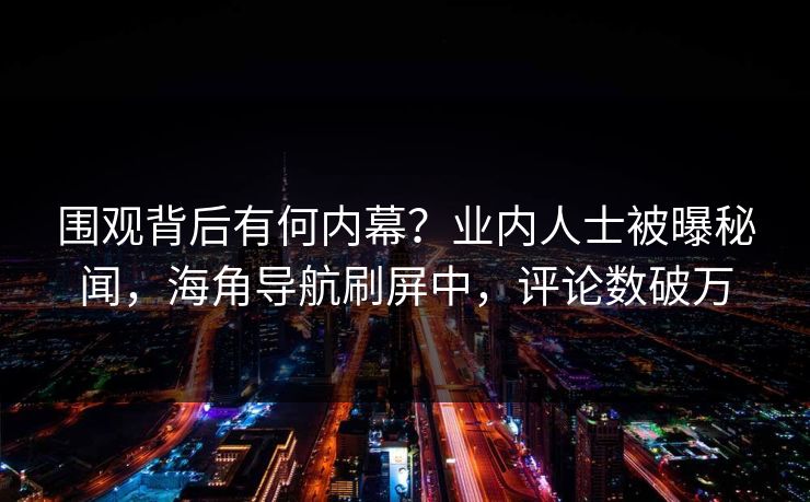 围观背后有何内幕？业内人士被曝秘闻，海角导航刷屏中，评论数破万