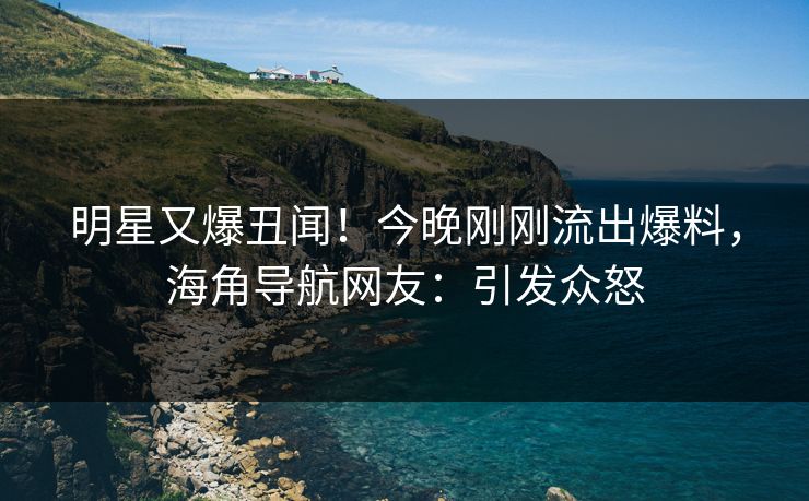明星又爆丑闻！今晚刚刚流出爆料，海角导航网友：引发众怒