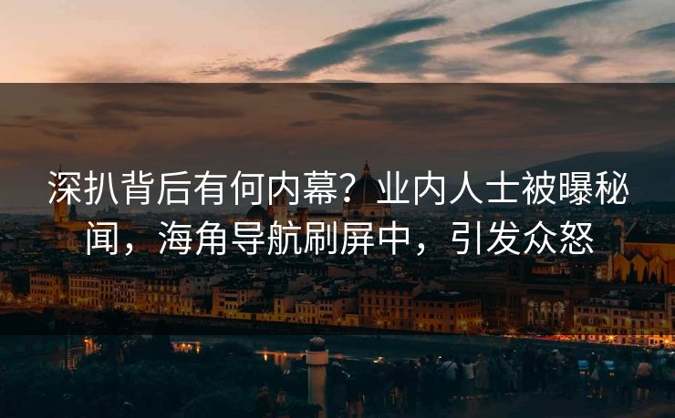 深扒背后有何内幕？业内人士被曝秘闻，海角导航刷屏中，引发众怒