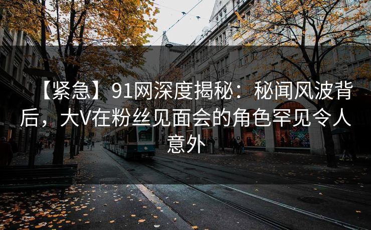 【紧急】91网深度揭秘：秘闻风波背后，大V在粉丝见面会的角色罕见令人意外