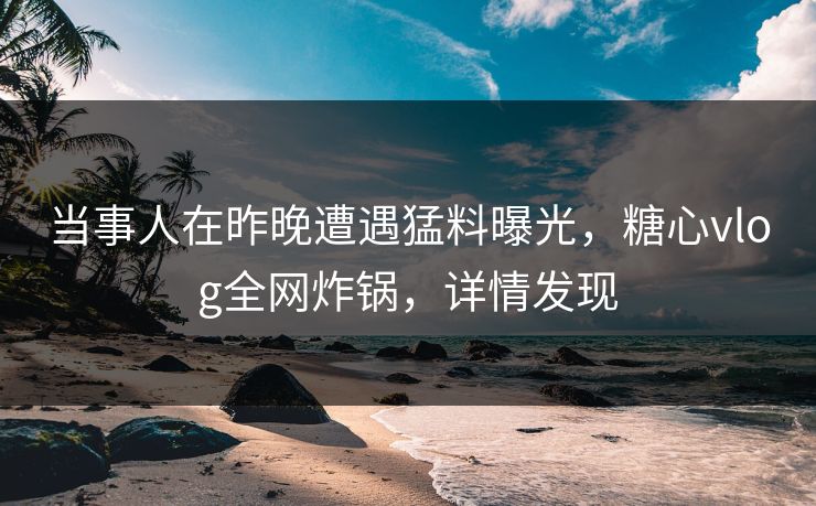 当事人在昨晚遭遇猛料曝光，糖心vlog全网炸锅，详情发现