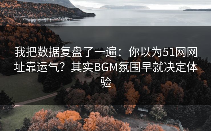 我把数据复盘了一遍：你以为51网网址靠运气？其实BGM氛围早就决定体验
